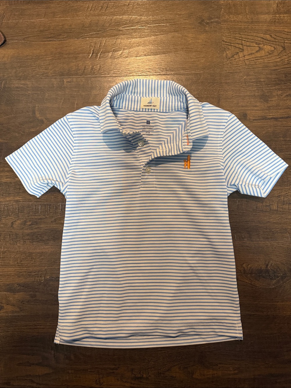 johnnie-O Boys Blue and White Striped Polo